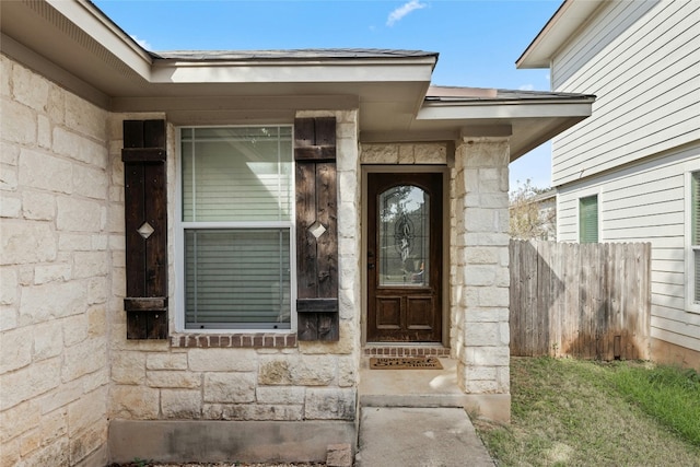 3204 Barksdale Dr, Austin, TX 78725 - doorway to property featuring stone siding