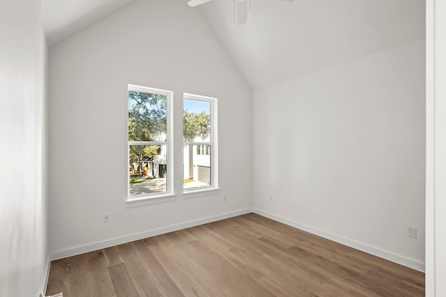 5107 Menchaca Rd Unit 4, Austin, TX 78745 - unfurnished room featuring wood finished floors, ceiling fan, and lofted ceiling