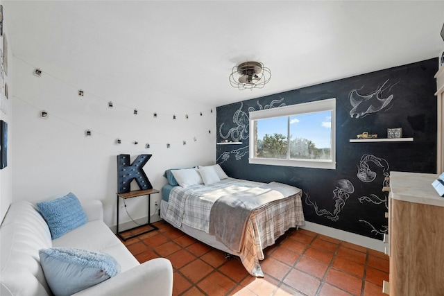 bedroom with tile patterned floors