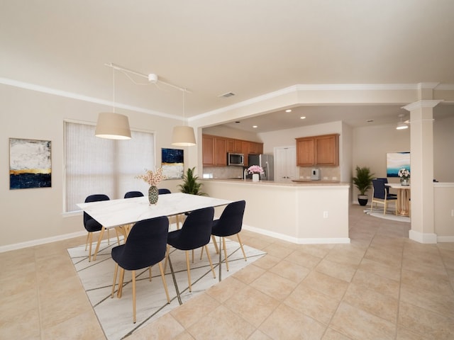 view of tiled dining space