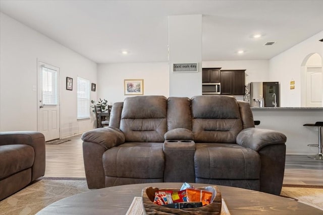 living room featuring light hardwood / wood-style flooring