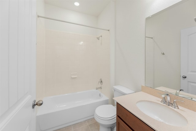 full bathroom with tile patterned floors, vanity, toilet, and shower / washtub combination