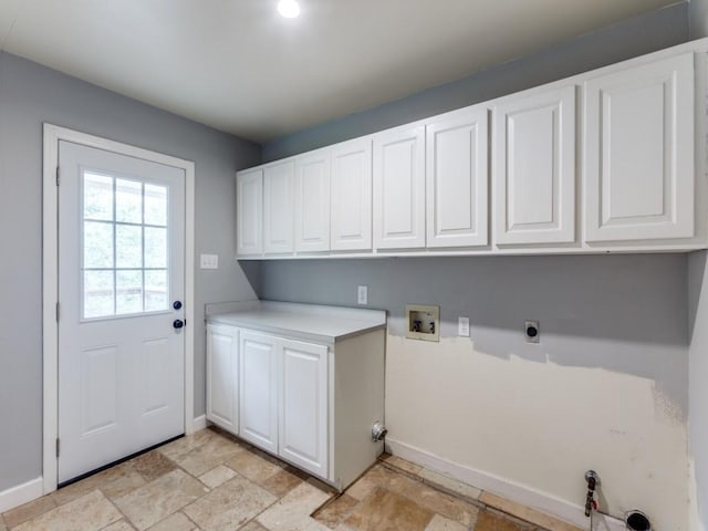 laundry area featuring electric dryer hookup, cabinets, and hookup for a washing machine