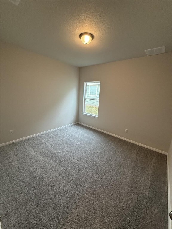 spare room featuring carpet and a textured ceiling