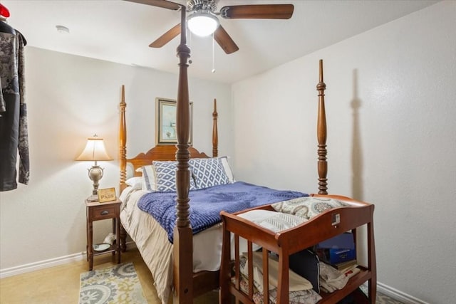 bedroom featuring ceiling fan