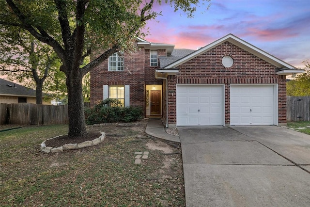 view of front property with a garage