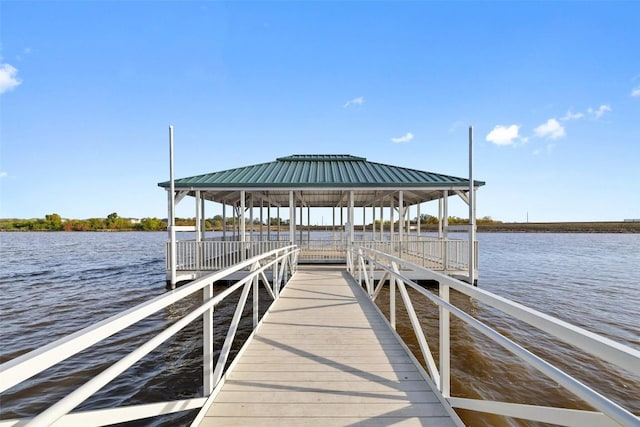 dock area featuring a water view