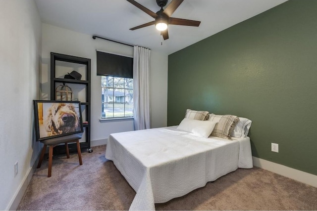 bedroom with carpet and ceiling fan