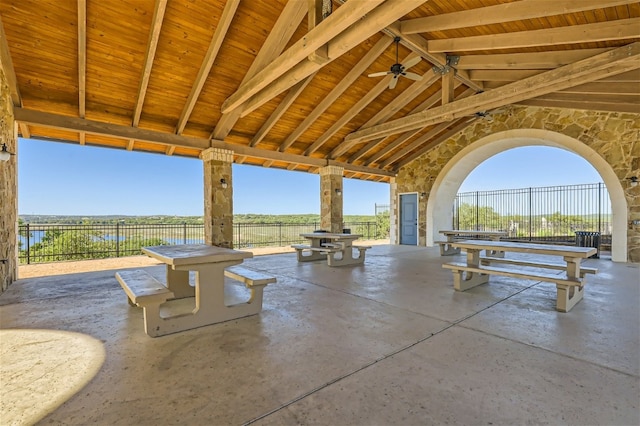 view of patio / terrace featuring ceiling fan