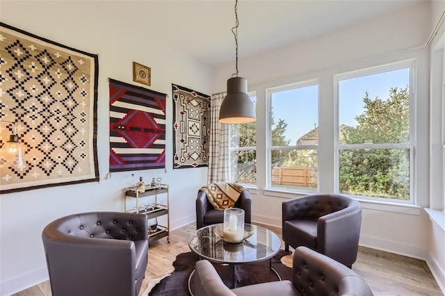 sitting room featuring light hardwood / wood-style floors