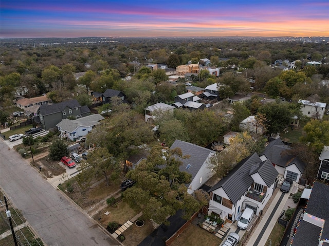 view of aerial view at dusk