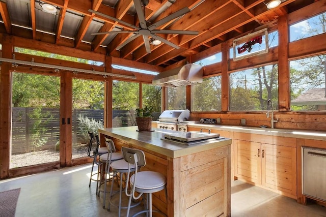 sunroom / solarium featuring sink and plenty of natural light