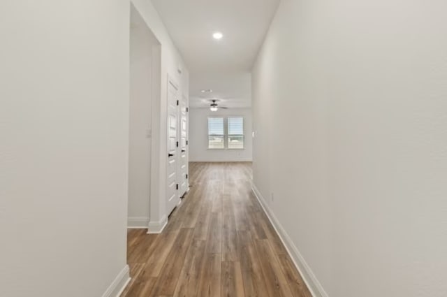 hall featuring light wood-type flooring