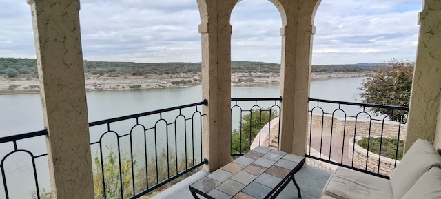 balcony with a water view