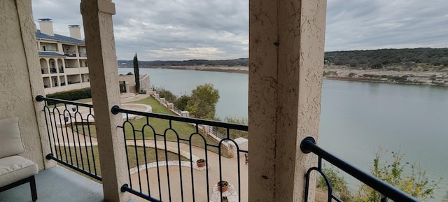 balcony with a water view