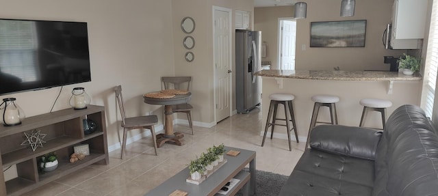 view of tiled living room