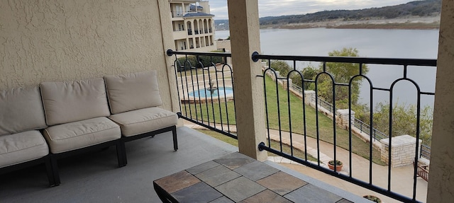 balcony with a water view