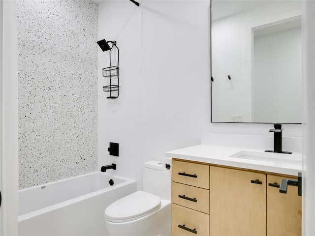 full bathroom featuring vanity, shower / bathtub combination, and toilet