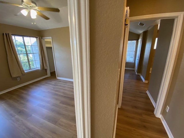 1005 N Lbj Dr Unit A-5, San Marcos, TX 78666 - hall with wood finished floors, a textured wall, and baseboards