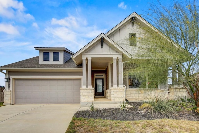 craftsman inspired home featuring a garage