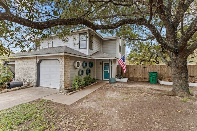 view of front property with a garage