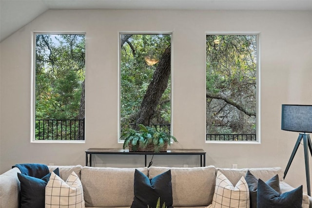 living area featuring a wealth of natural light