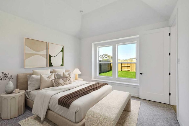 596 Biscayne Bay Bnd, Kyle, TX 78640 - bedroom featuring lofted ceiling and light colored carpet