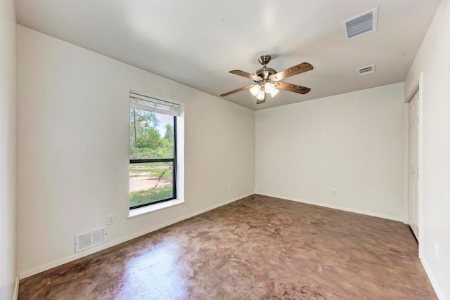 spare room featuring ceiling fan