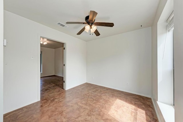 unfurnished room featuring ceiling fan