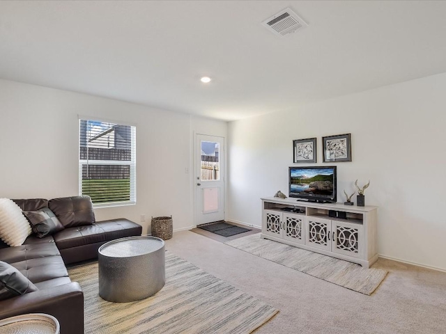 40 Trinity Cir, Lockhart, TX 78644 - living room with plenty of natural light, carpet floors, recessed lighting, and baseboards