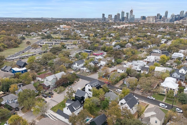 aerial view with a city view