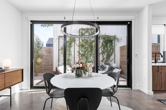 dining area with sink