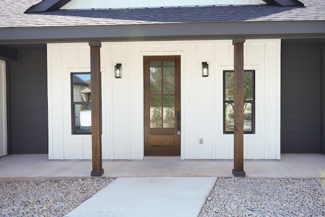 property entrance with a porch