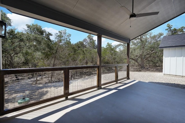 view of patio / terrace featuring ceiling fan