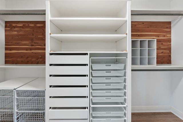 walk in closet featuring hardwood / wood-style flooring