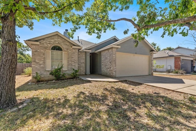 single story home with a garage