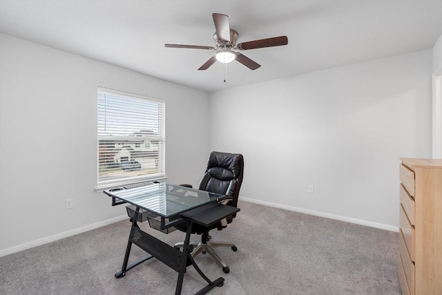 view of carpeted home office