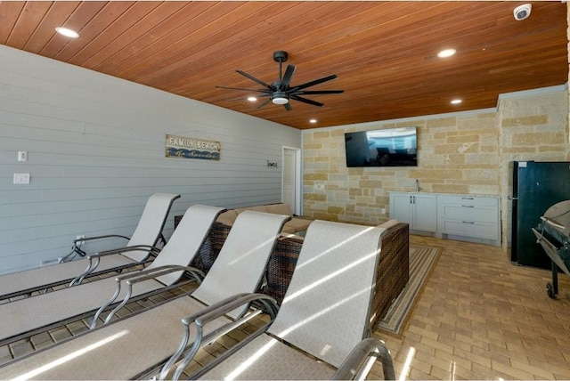 view of patio / terrace featuring ceiling fan