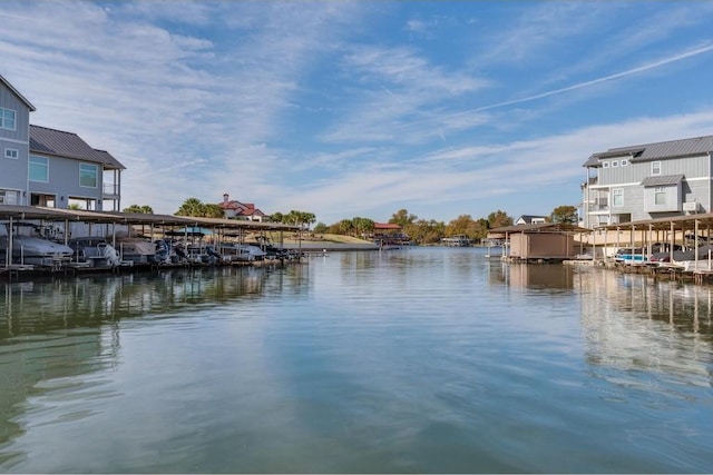 property view of water featuring a dock