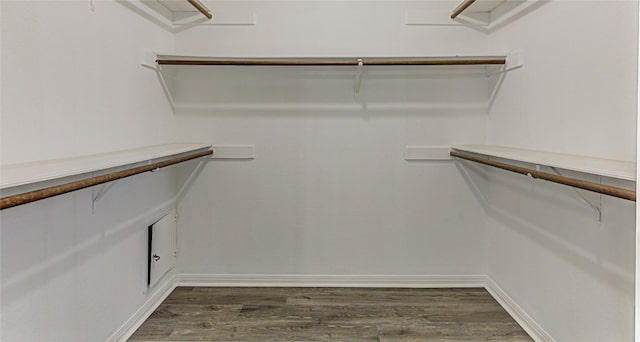 walk in closet featuring dark hardwood / wood-style floors