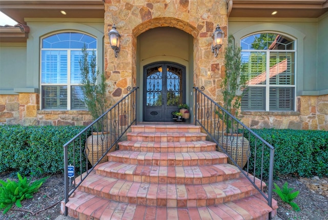 property entrance with french doors