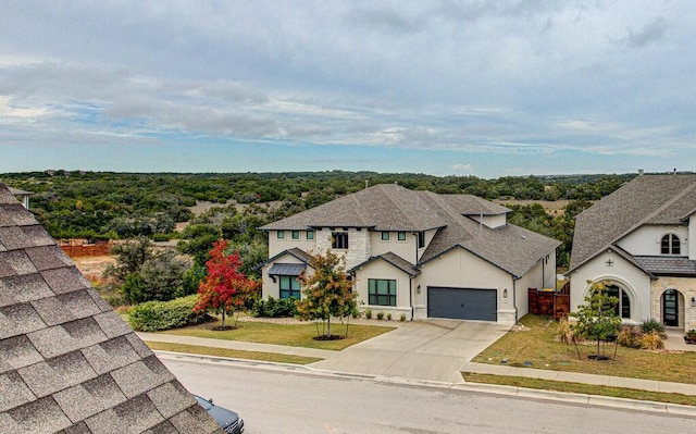 french country home with a garage