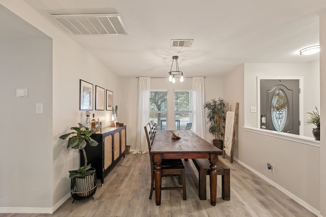 dining room with light hardwood / wood-style floors