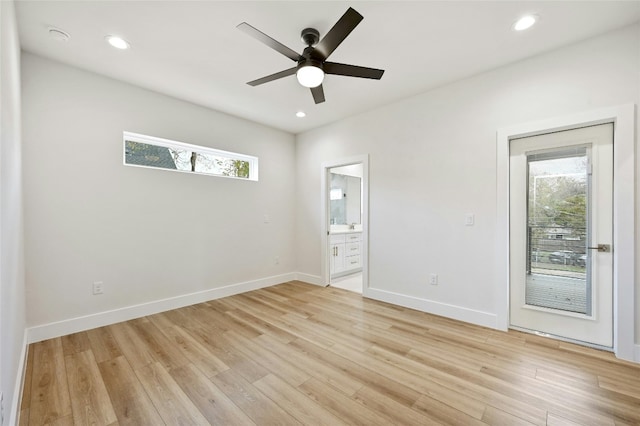 102 W Fawnridge Dr, Austin, TX 78753 - spare room with plenty of natural light, ceiling fan, light wood-style floors, recessed lighting, and a smoke detector