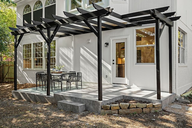 exterior space featuring a pergola