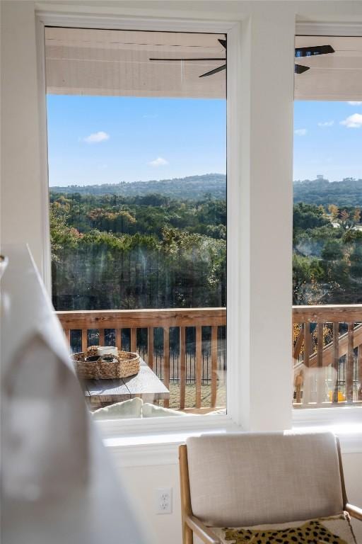 balcony with ceiling fan