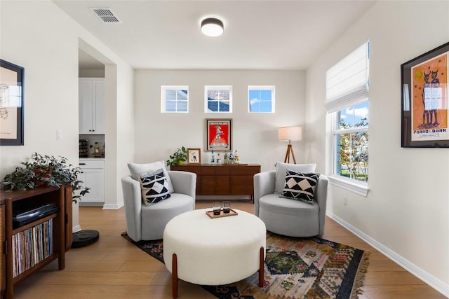 living area with light wood-type flooring