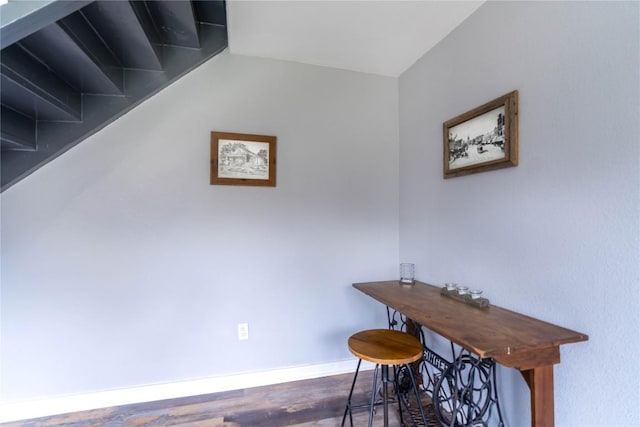 office space with dark hardwood / wood-style floors