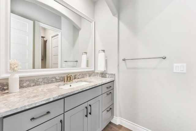 bathroom featuring wood-type flooring and vanity