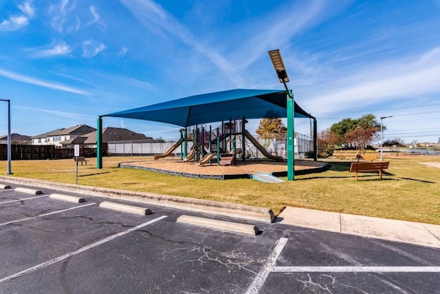 view of play area with a lawn